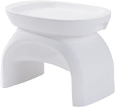 Step2 Vero Side Table with Serving Tray, Outdoor/Indoor Waterproof Patio Furniture, Use in Pools Up to 9" Water or Poolside Ledge, Made of Durable Plastic, Integrated Weight System, White