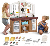 Step2 Fun with Friends Kids Kitchen Playset, Indoor/Outdoor Kitchenette, Interactive Play with Lights and Sounds, Durable Plastic, Includes 25 Piece Toy Accessories, Toddlers 2+ Years Old, Pink