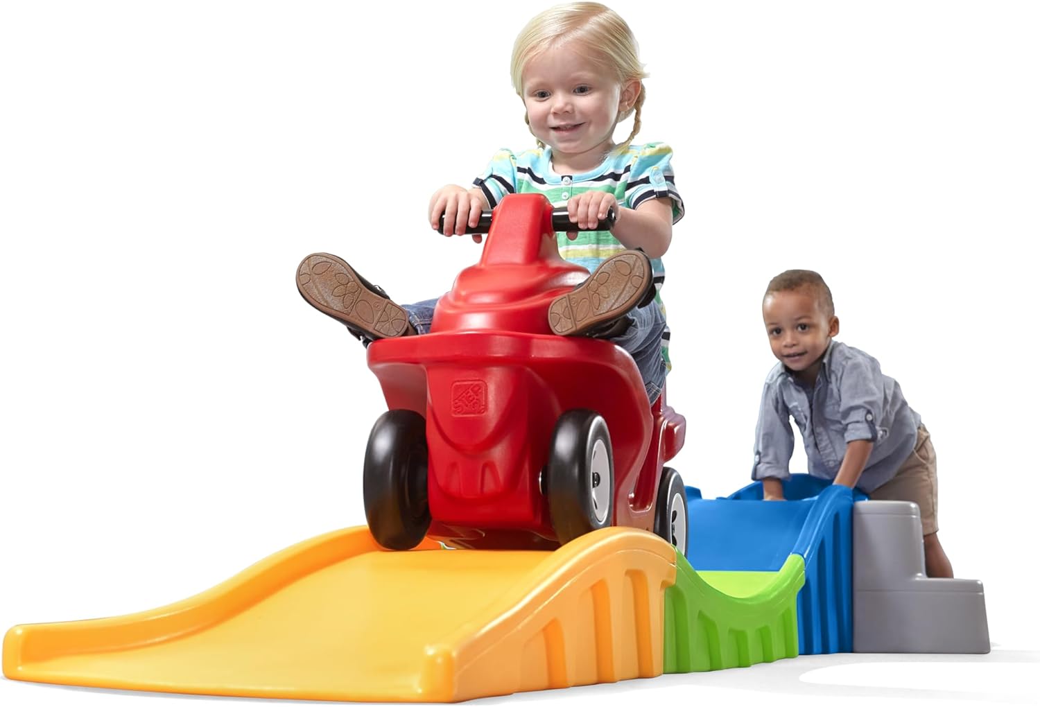 Step2 Up & Down Roller Coaster Kids Ride On Toy, Push Car, Indoor/Outdoor Playset, Made of Durable Plastic, Max Weight 50 lbs., For Toddlers 2-5 Years Old, Multicolor