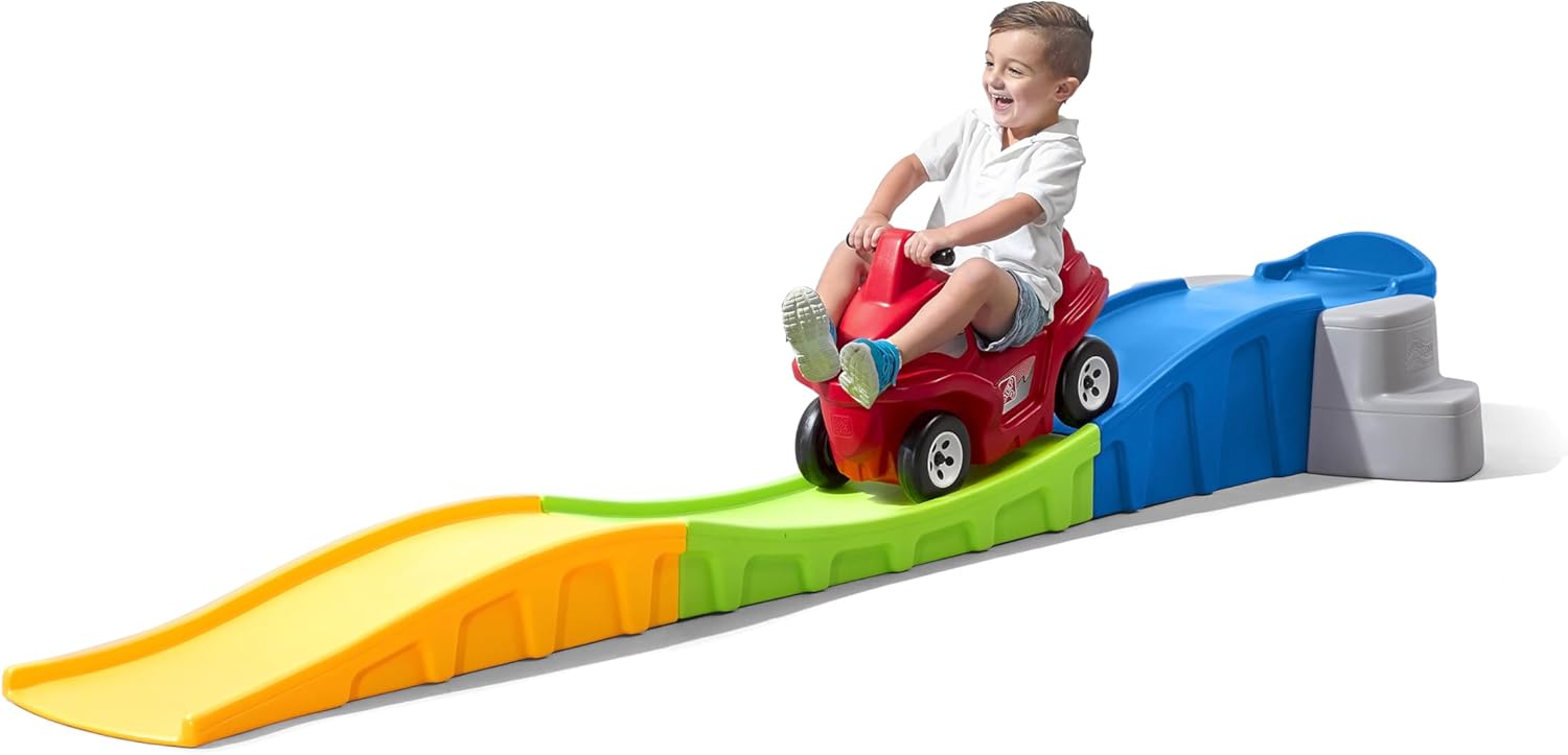 Step2 Up & Down Roller Coaster Kids Ride On Toy, Push Car, Indoor/Outdoor Playset, Made of Durable Plastic, Max Weight 50 lbs., For Toddlers 2-5 Years Old, Multicolor