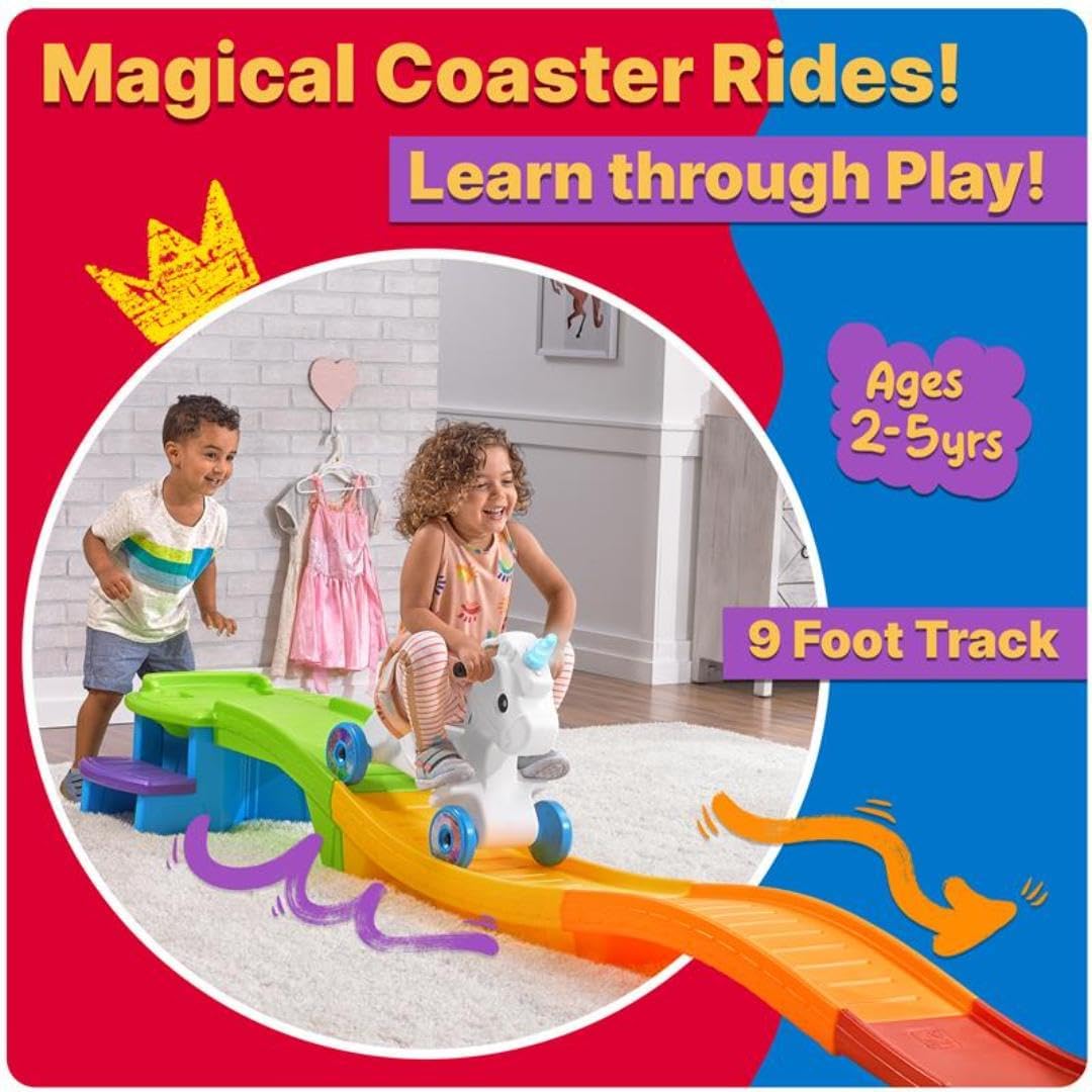 Step2 Up & Down Roller Coaster Kids Ride On Toy, Push Car, Indoor/Outdoor Playset, Made of Durable Plastic, Max Weight 50 lbs., For Toddlers 2-5 Years Old, Multicolor