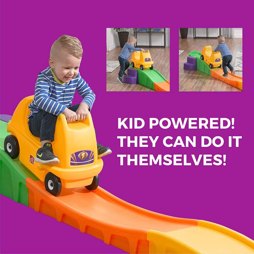 Step2 Up & Down Roller Coaster Kids Ride On Toy, Push Car, Indoor/Outdoor Playset, Made of Durable Plastic, Max Weight 50 lbs., For Toddlers 2-5 Years Old, Multicolor