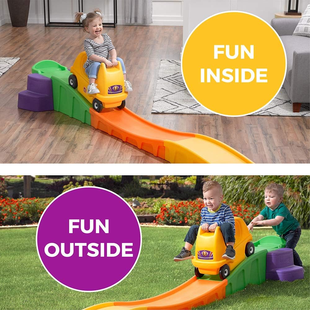Step2 Up & Down Roller Coaster Kids Ride On Toy, Push Car, Indoor/Outdoor Playset, Made of Durable Plastic, Max Weight 50 lbs., For Toddlers 2-5 Years Old, Multicolor