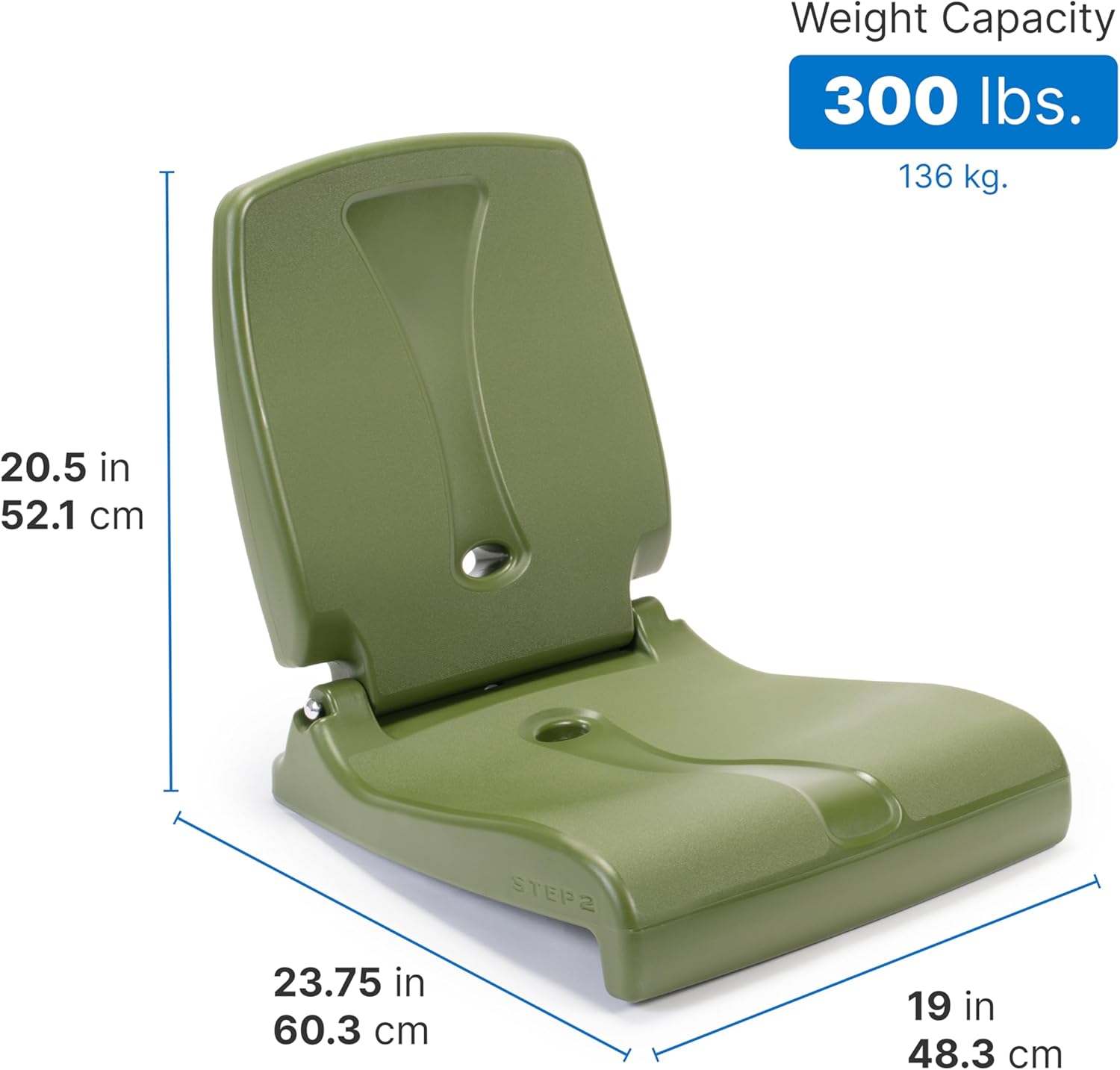 Step2 Folding Flip Seat, Lightweight Portable Outdoor Chair for Poolside, Camping, Beach, Boats, Tailgates, Durable Ground Chair with Back Support for Adults, Capri Blue