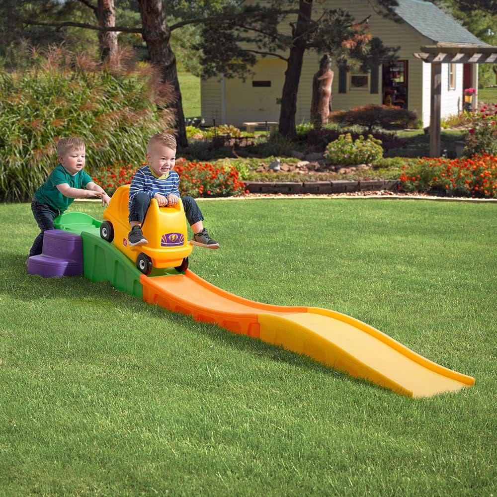 Step2 Up & Down Roller Coaster Kids Ride On Toy, Push Car, Indoor/Outdoor Playset, Made of Durable Plastic, Max Weight 50 lbs., For Toddlers 2-5 Years Old, Multicolor