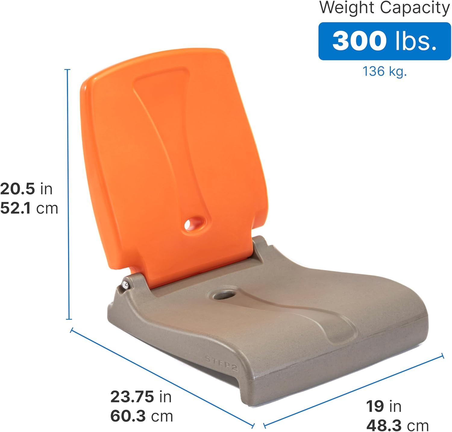 Step2 Folding Flip Seat, Lightweight Portable Outdoor Chair for Poolside, Camping, Beach, Boats, Tailgates, Durable Ground Chair with Back Support for Adults, Capri Blue