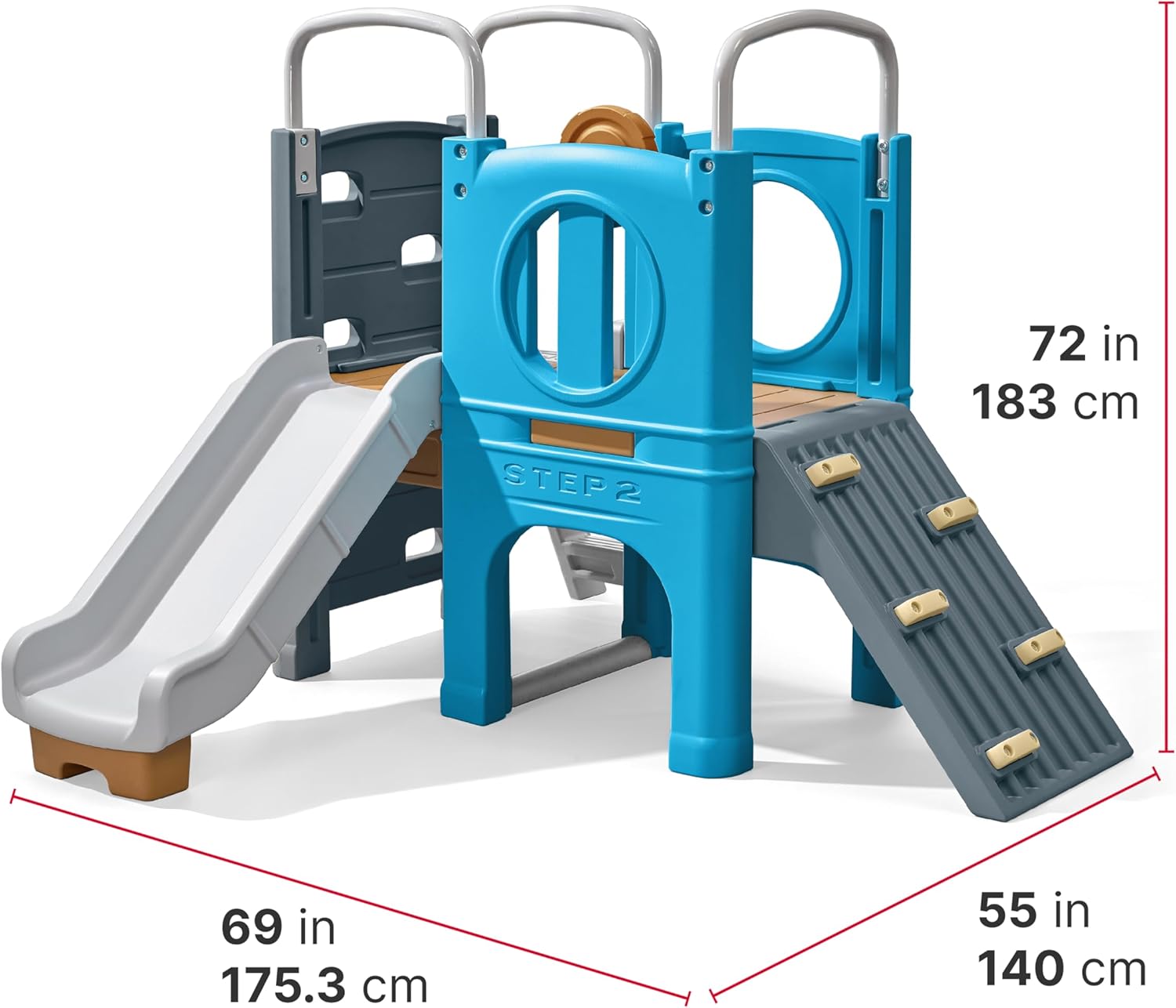 Step2 Scout & Slide Climber, Kids Outdoor Playset, Backyard Playground Set, Slide, Climbing Wall, Tunnel, Outside Vintage Style Jungle Gym, for Toddlers 2-6 Years Old