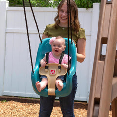 Step2 Infant to Toddler Swing, Baby Outdoor Swing, Backyard Bucket Style Swing Seat, Secure Harness, Outside Weather-Resistant Rope, Attach to Playset, For Toddlers 9 Months -3 Years Old
