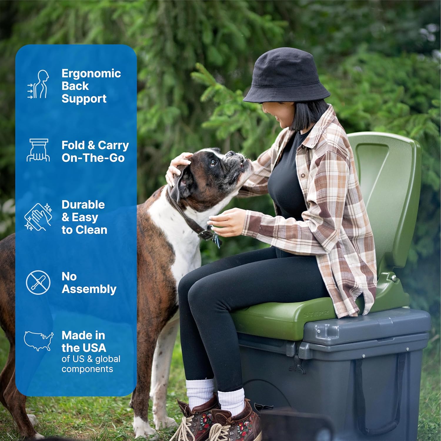 Step2 Folding Flip Seat, Lightweight Portable Outdoor Chair for Poolside, Camping, Beach, Boats, Tailgates, Durable Ground Chair with Back Support for Adults, Capri Blue