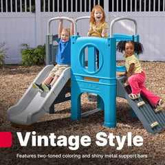 Step2 Scout & Slide Climber, Kids Outdoor Playset, Backyard Playground Set, Slide, Climbing Wall, Tunnel, Outside Vintage Style Jungle Gym, for Toddlers 2-6 Years Old
