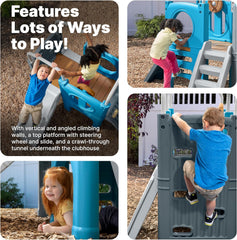 Step2 Scout & Slide Climber, Kids Outdoor Playset, Backyard Playground Set, Slide, Climbing Wall, Tunnel, Outside Vintage Style Jungle Gym, for Toddlers 2-6 Years Old