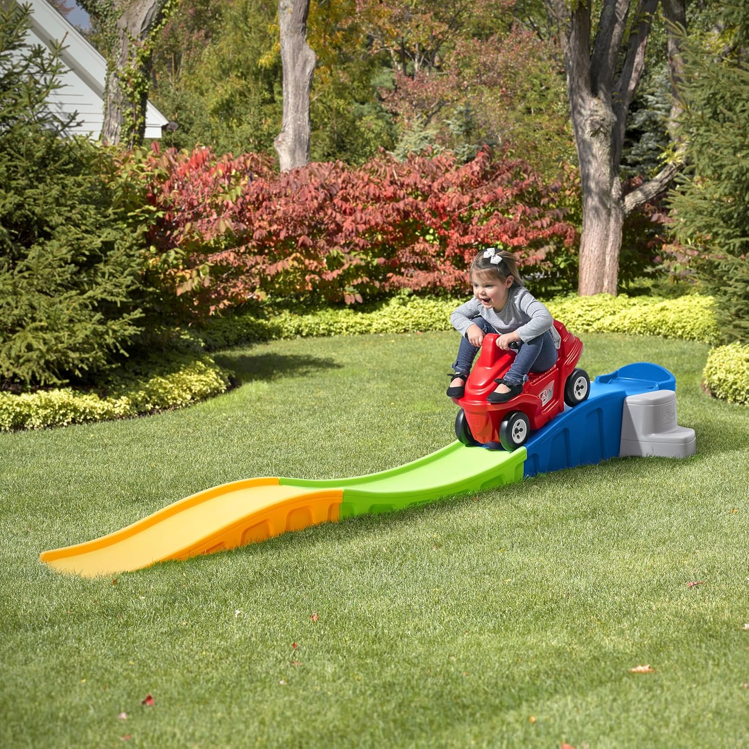 Step2 Up & Down Roller Coaster Kids Ride On Toy, Push Car, Indoor/Outdoor Playset, Made of Durable Plastic, Max Weight 50 lbs., For Toddlers 2-5 Years Old, Multicolor
